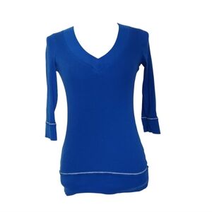 5/$15 Tee Shop Blue V Neck Y2K Shirt Top